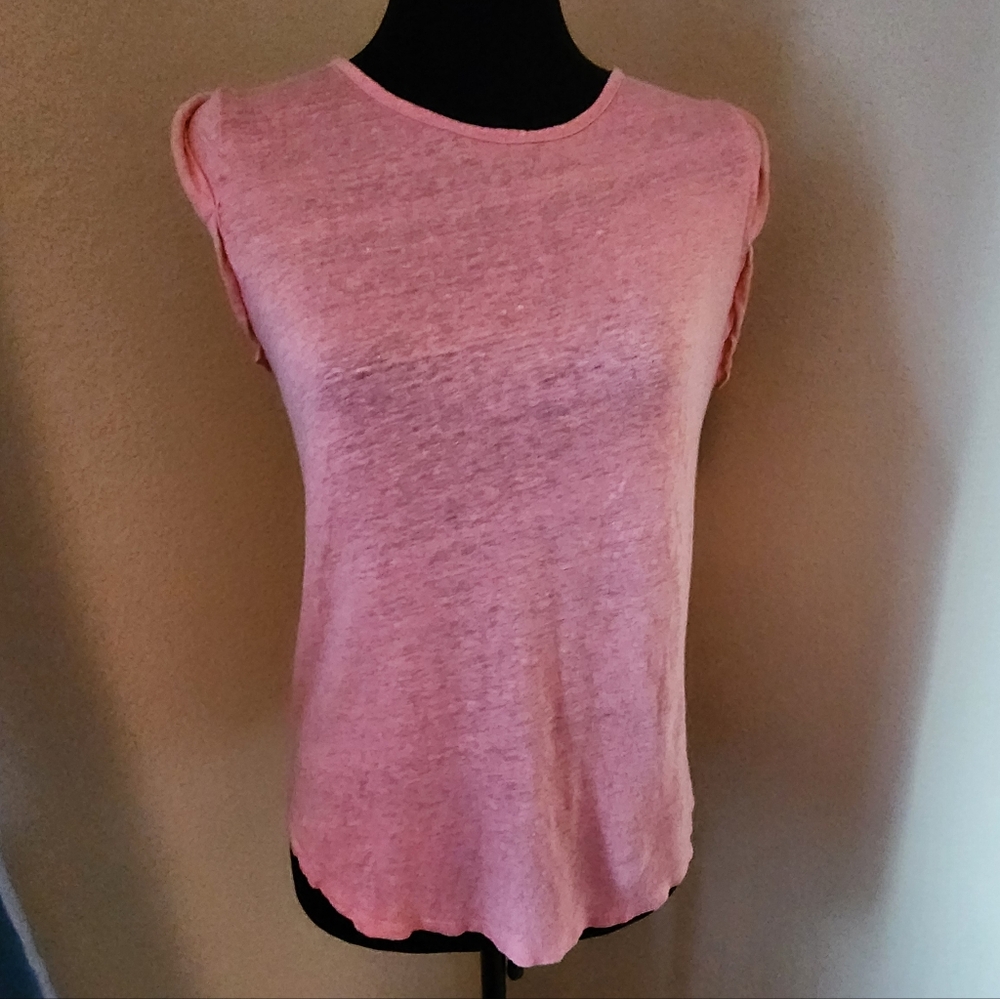 LOFT Linen Coral Sleeveless Top